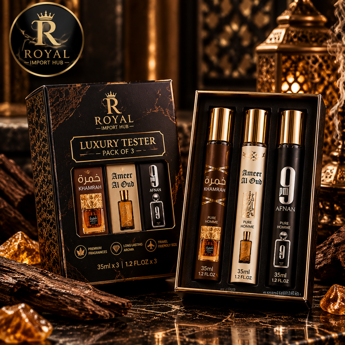 Luxury Perfume Tester Pack of 3 (35ml) – Khamrah, Ameer Al Oud & Afnan 9PM